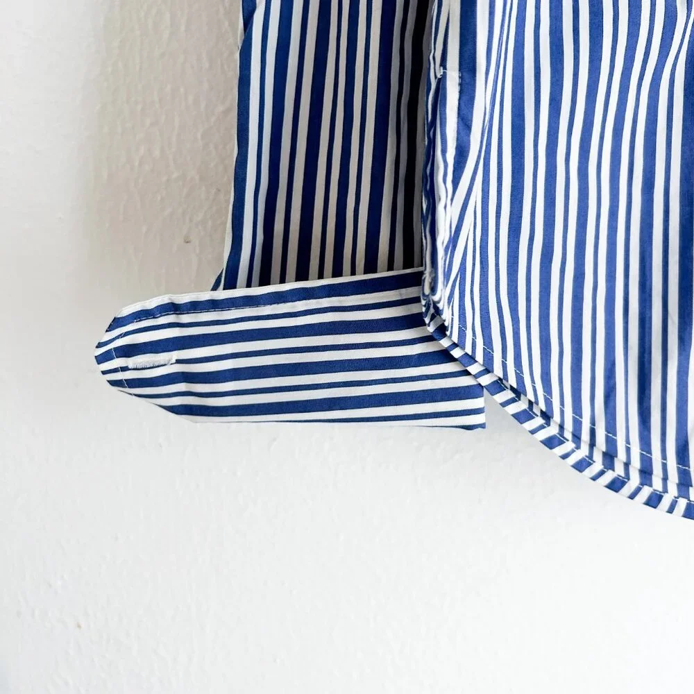 Veronica Beard Libby Striped Poplin Button Down Shirt in Classic Blue - Picture 8 of 10